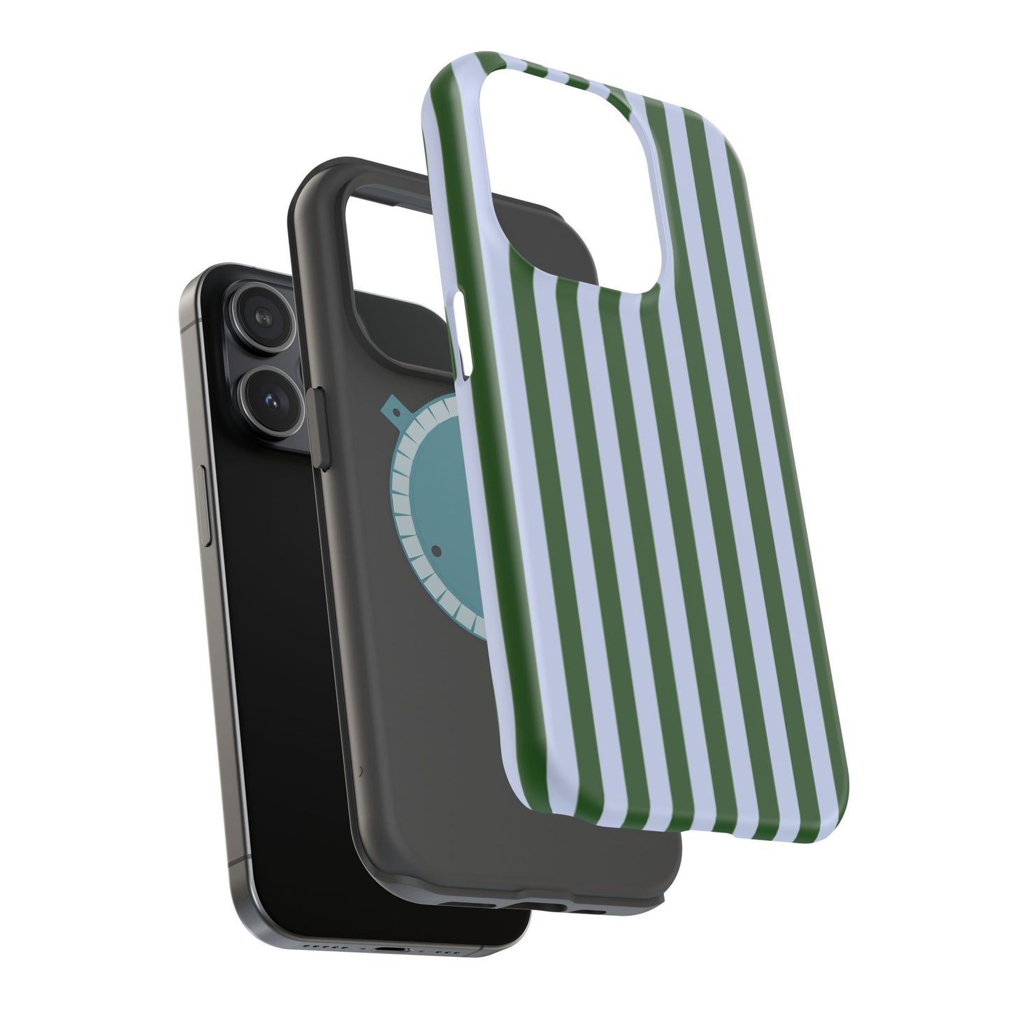Summer Stripes Case in Forest Green + Baby Blue