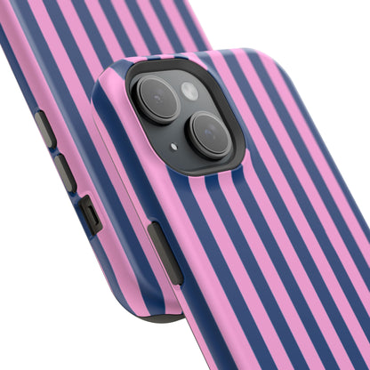 Summer Stripes Case in Dark Blue + Poppy Pink