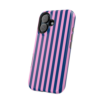 Summer Stripes Case in Dark Blue + Poppy Pink