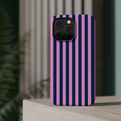 Summer Stripes Case in Dark Blue + Poppy Pink